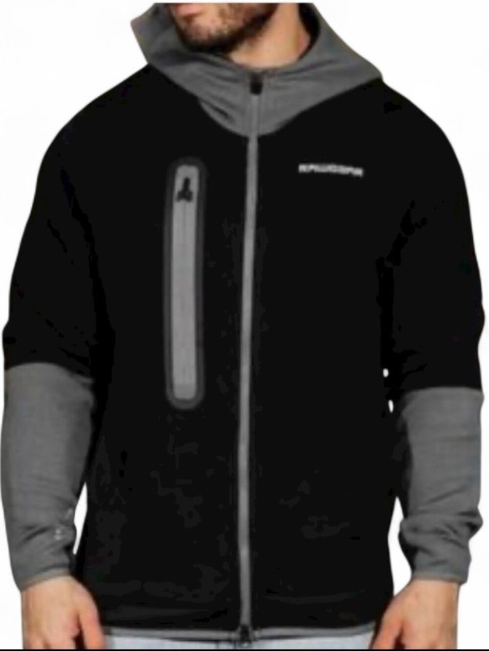 Rawgear Men's Black and Gray Hooded Jacket - Performance Zip Front